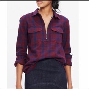 Madewell Plaid Flannel Zip Front Shirt